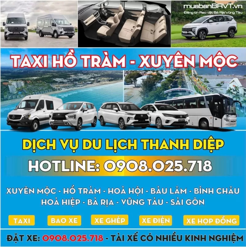 Tổng đài taxi Hồ Tràm đội xe đời mới phục vụ 24/7